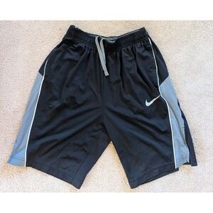 Nike Men's Sz Med Basketball Shorts Pockets Embroidered Swoosh Black & Gray